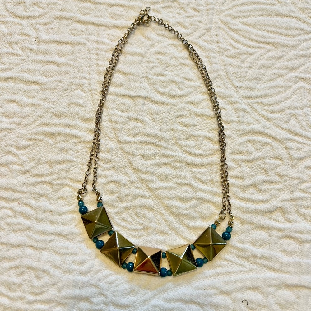 Gold and Teal Statement Necklace